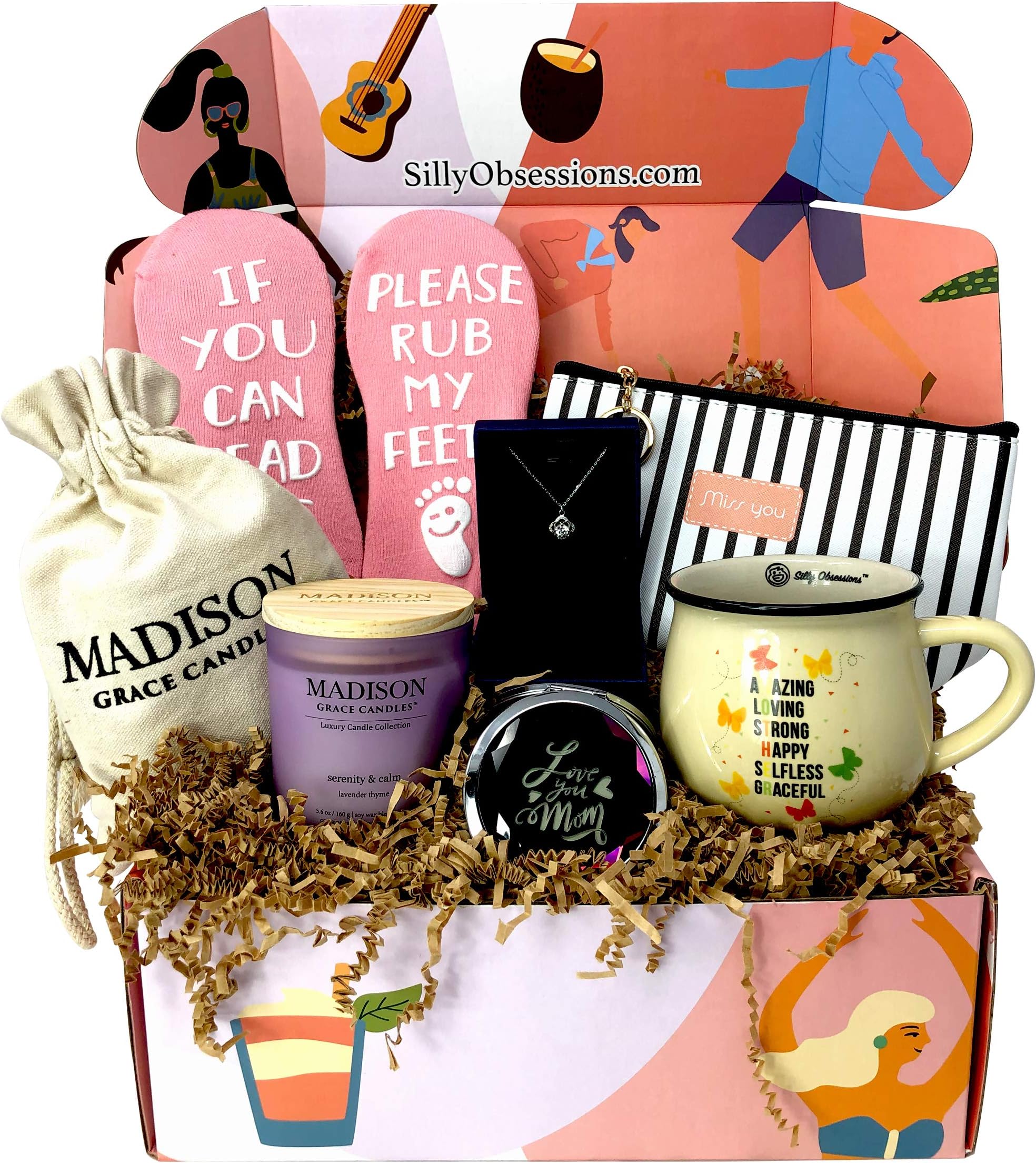 Gift Box for Mother by Silly Obsessions. Birthday Gift Basket for Mom, Wife. Gift Box Set for New Mom, Baby Shower.