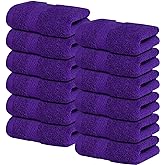 Infinitee Xclusives Luxury Wash Cloths for Showering [13x13] – 100% Cotton Washcloths [Pack of 12], Soft and Absorbent Face Towels for Bathroom Wash Clothes, Gym, and Spa (Profound Purple)