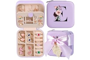 AYGXU Travel Must Have Jewelry Box,Small jewelry travel case,Travel Jewelry Box for Women Girls,Jewelry Box for Teen Girls,Travel Jewelry Case for Women Teacher Gifts, Initial A-Z