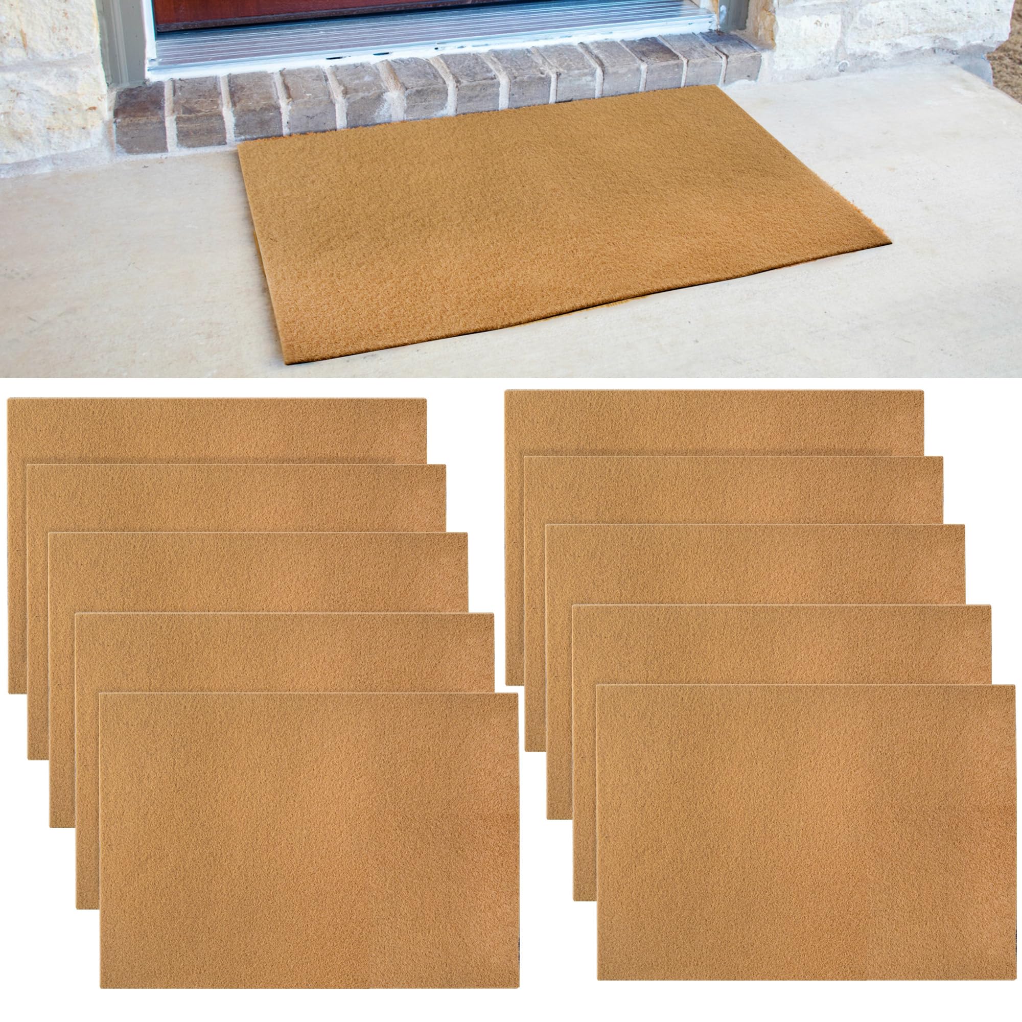 Photo 1 of 10 Pack Coir Doormats, 30x17 Inch Artificial Blank Door Mats for Crafting, Plain Door Mat for Painting, Welcome Mats for Indoor/Outdoor Use, Front Porch, Entryway, Non-Slip Rubber Backing (10 Pack)