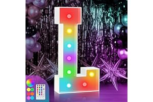 ZEELY 3FT Colorful Marquee Light Up Letter L, Large Love Light Up Letters Sign, Marry Me Letters, Baby Letters, Name Letters for Wedding Party Decoration, Cardboard Letters, 18 Color Modes with Remote