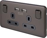 Schneider Electric Lisse Screwless Deco 13A Switched Socket SP 2USB Mocha view 2