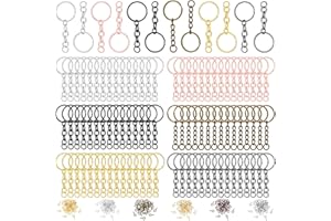 Hotop 360 Pcs Key Rings for Crafts Keychain Making Kit Including 90 Open Jump Rings Connectors,180 Small Screw Eye Pins Hooks for DIY Keychain Supplies(20 mm,Mixed Color)