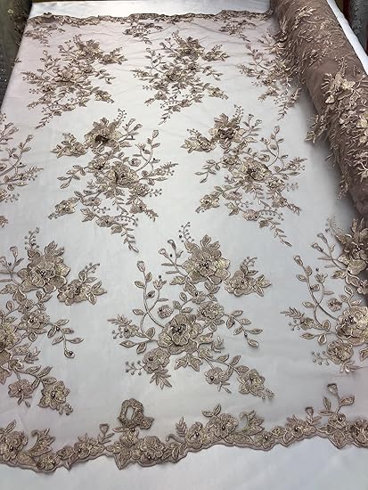 Amazoncom 3d Floral Pearl Beaded Embroidery Lace Fabric - 