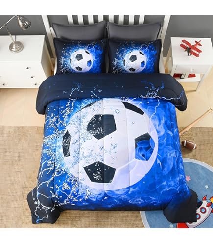 Kodhyvj Juego De Edredón De Baloncesto - Tamaño Completo, Ropa De Cama Deportiva Para Niños, Tema De Baloncesto Fuego Hielo, 1 Edredón 2 Fundas De Almohada