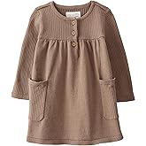 little planet by carter's unisex-baby Organic Cotton Ribbed Sweater Knit Dress, Brown Solid, 6M