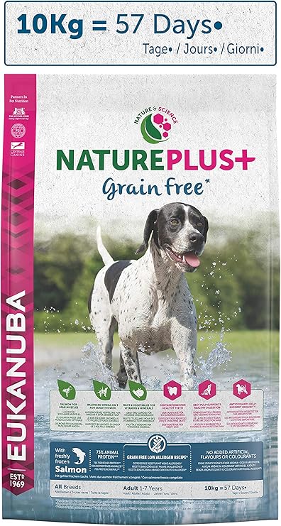 Eukanuba Grain Free Croquettes Sans Céréales Chien Adulte Toutes Races Au Saumon Frais Recette Low Allergène 100 Nature Complète Et équilibrée