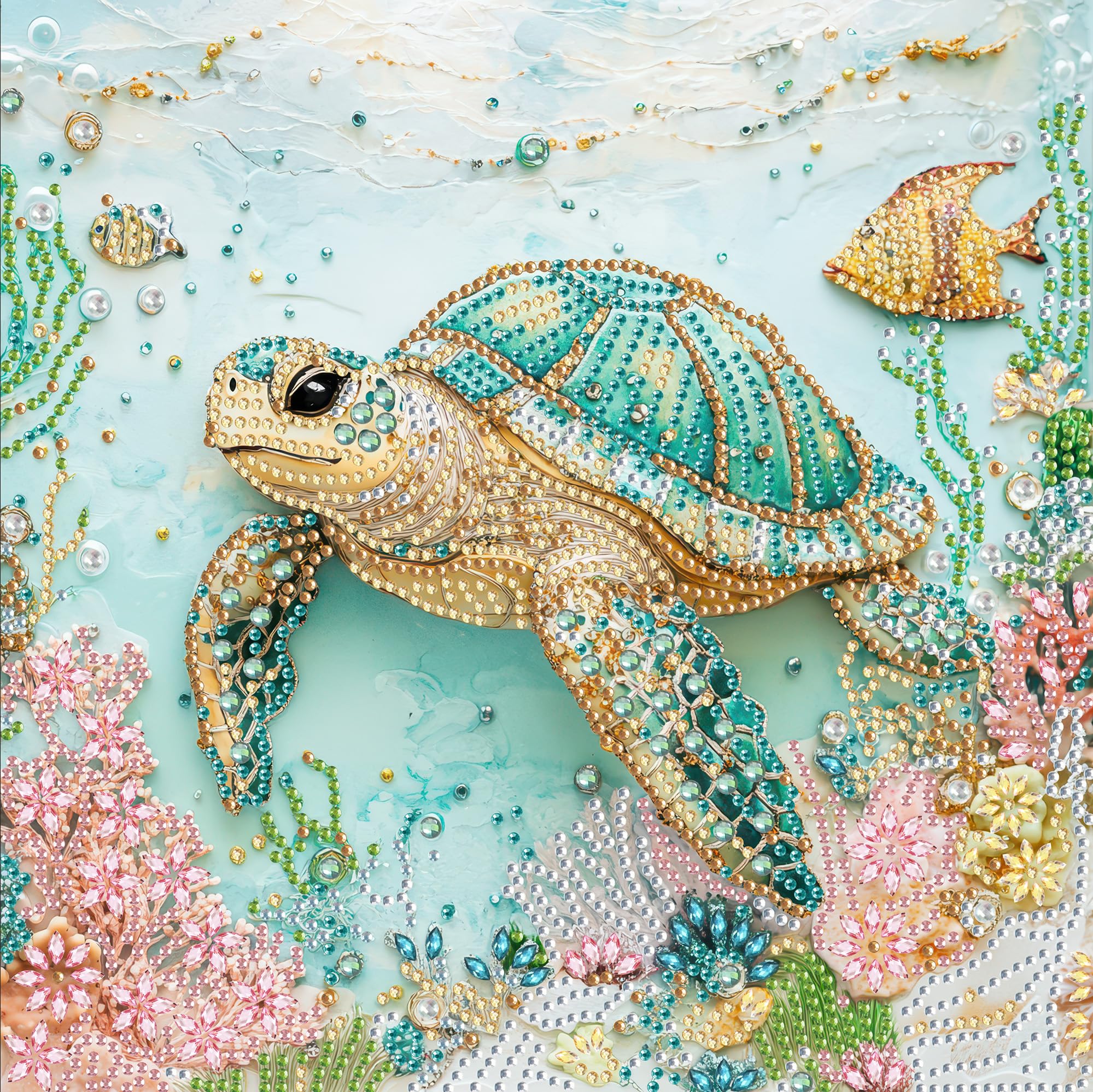 Photo 1 of SKRYUIE DIY Diamond Art Kits for Adults Turtle Special Shape - 5D Diamond Painting Kits for AdultsAnimal - Crystal Embroidery Cross Stitch - Craft for Wall & Office Decor 12 x 12 Inch A4