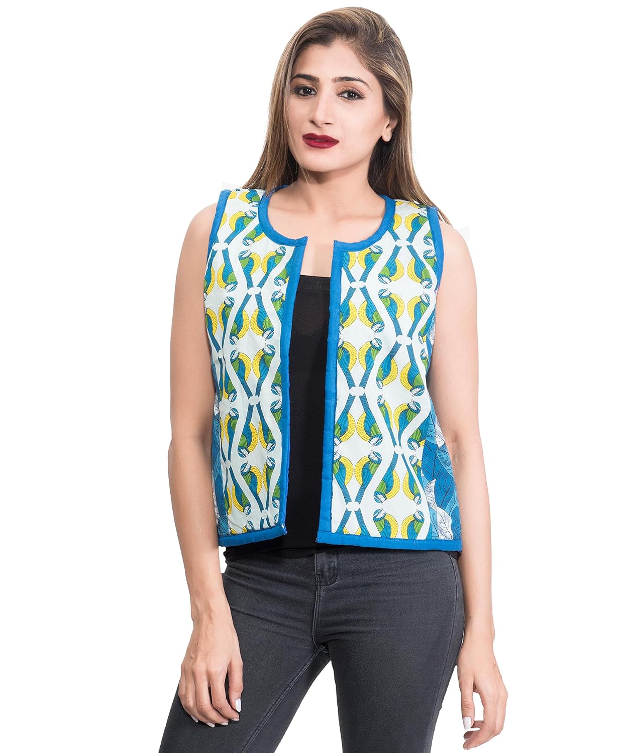 resha womens printed cotton quilted gilet