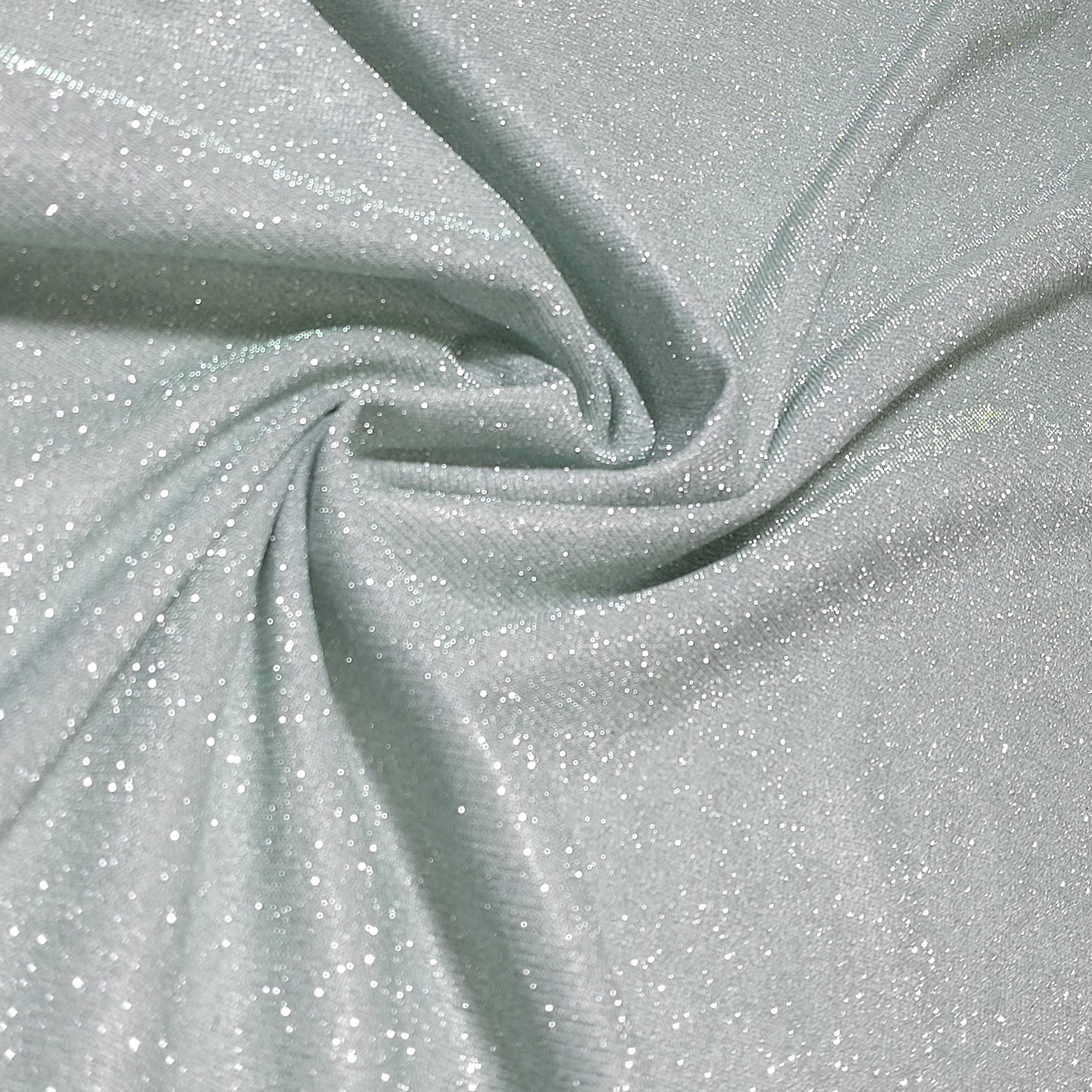 Shimmer Moonlight Glitter Nylon Multi Purpose Stardust Sparkly Shiny Bling Decorations Dress Craft Backdrop Decor Fabric Material 58" - 150cm Wide Sold As 1 Meter Pre - Cut Lengths (Pale Mint)