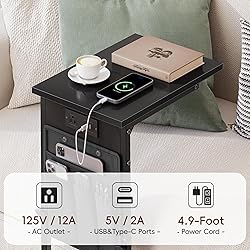 Vagusicc C Shaped End Table with Charging