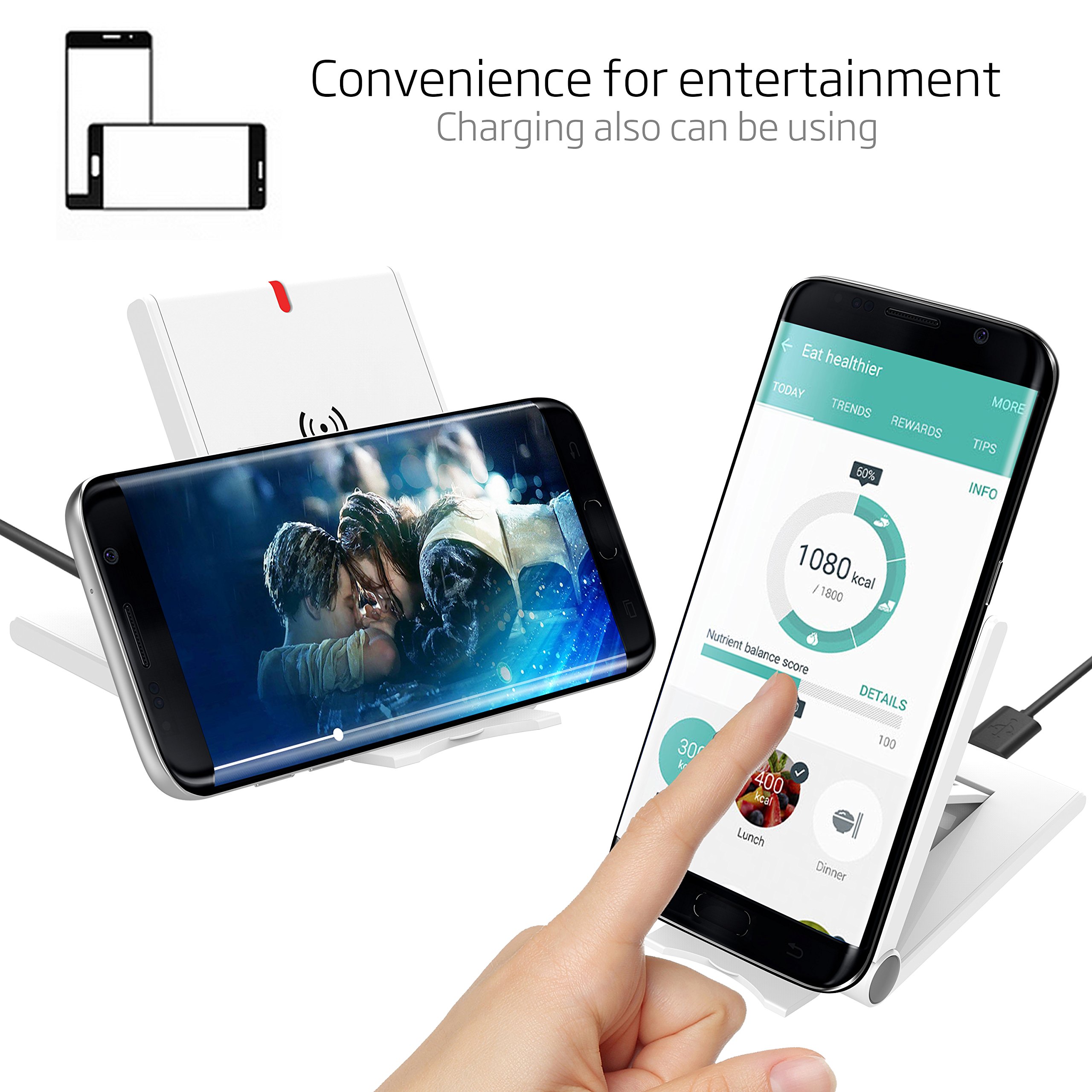 Wireless Charger-LOVPHONE QI Wireless Charging Stand Pad Quick Charge for Samsung Galaxy S7, S7 Edge, Galaxy S6, ,S6 Edge ,S6 Edge Plus,Note 5, (AC Adapter Not Included) (White)