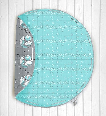 Silverlinen Counting Sheep Quilted Reversible Cotton Playmat, Crawlmat or Activity mat Cum Storage Bag - Blue and Grey
