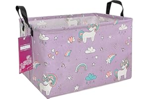 INGHUA Rectangular Storage Basket Fabric Organizer Bin for Toys,Books,Clothes,Gifts,Pets-Perfect for Home,Office,Nursery,Dorm,Shelf(Rec-Unicorn)