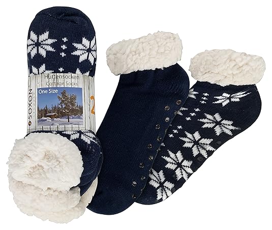 Soxon Homesocks mit Teddyfleece und Rutschfester Sohle - 2 Paar - Ideal als Hausschuhe gegen kalte Füße