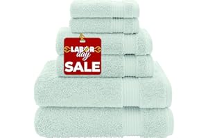American Veteran Towel, 100% Cotton Turkish 6 Piece Towel Set, Luxury Towels Set of 6 for Bathroom Essentials, 2 Bath Towel 2 Hand Towel 2 Washcloth, Mint Green