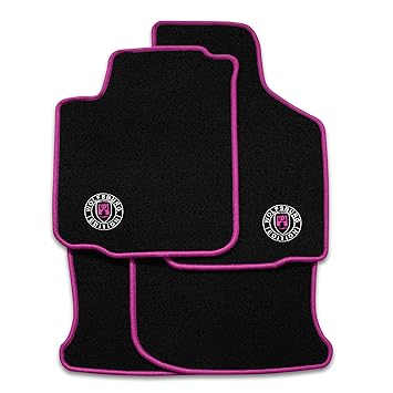 Eight Tec Handelsagentur ETQ300WOB0342 Fußmatten mit Bestickung Wolfsburg Edition Velours Schwarz in Pink