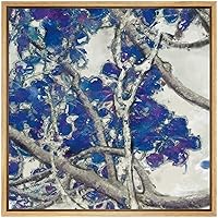 SIGNWIN Framed Canvas Wall Art Blue Jacaranda in Springtime Landscape Trees Oil Painting Impressionism Traditional Scenic Expressive for Living Room, Bedroom, Office - 16x16 inches