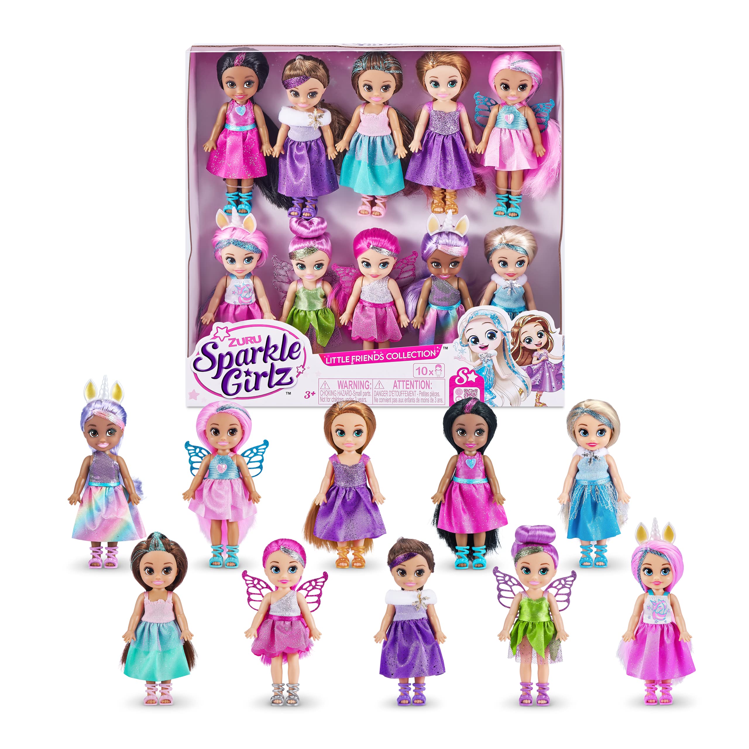Sparkle Girlz Fantasy Little Friends Set of 10 Dolls by ZURU, 11 cm