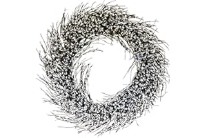 The Wreath Depot Shelburne White Pip Berry Wreath, 24 Inch Winter Wreath, Full Designer Wreath for Year Round Display, White Gift Box Included