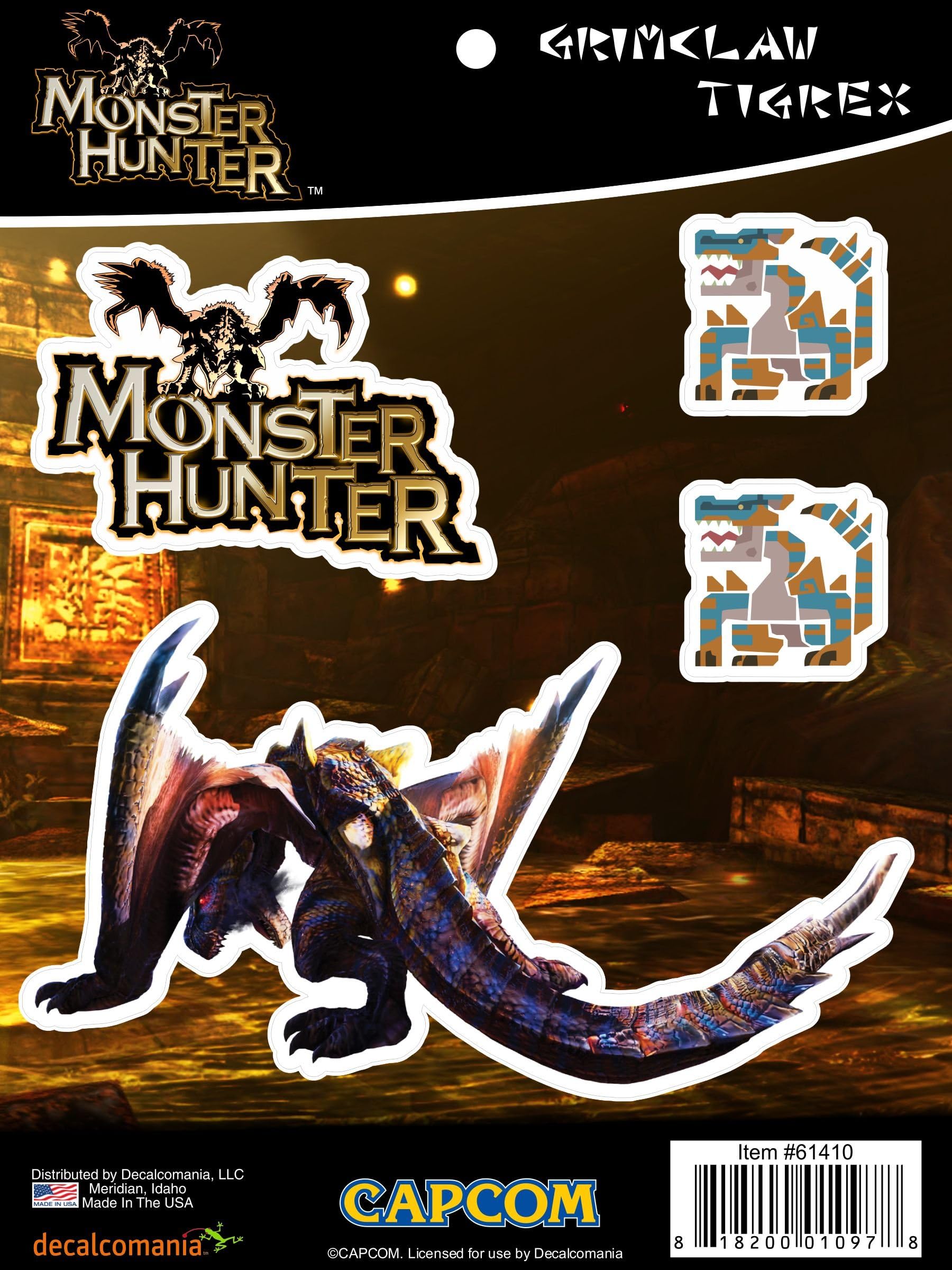 Monster Hunter Grimclaw Tigrex Sticker Decals for MacBook, Laptop, Vehicle Licensed by Capcom