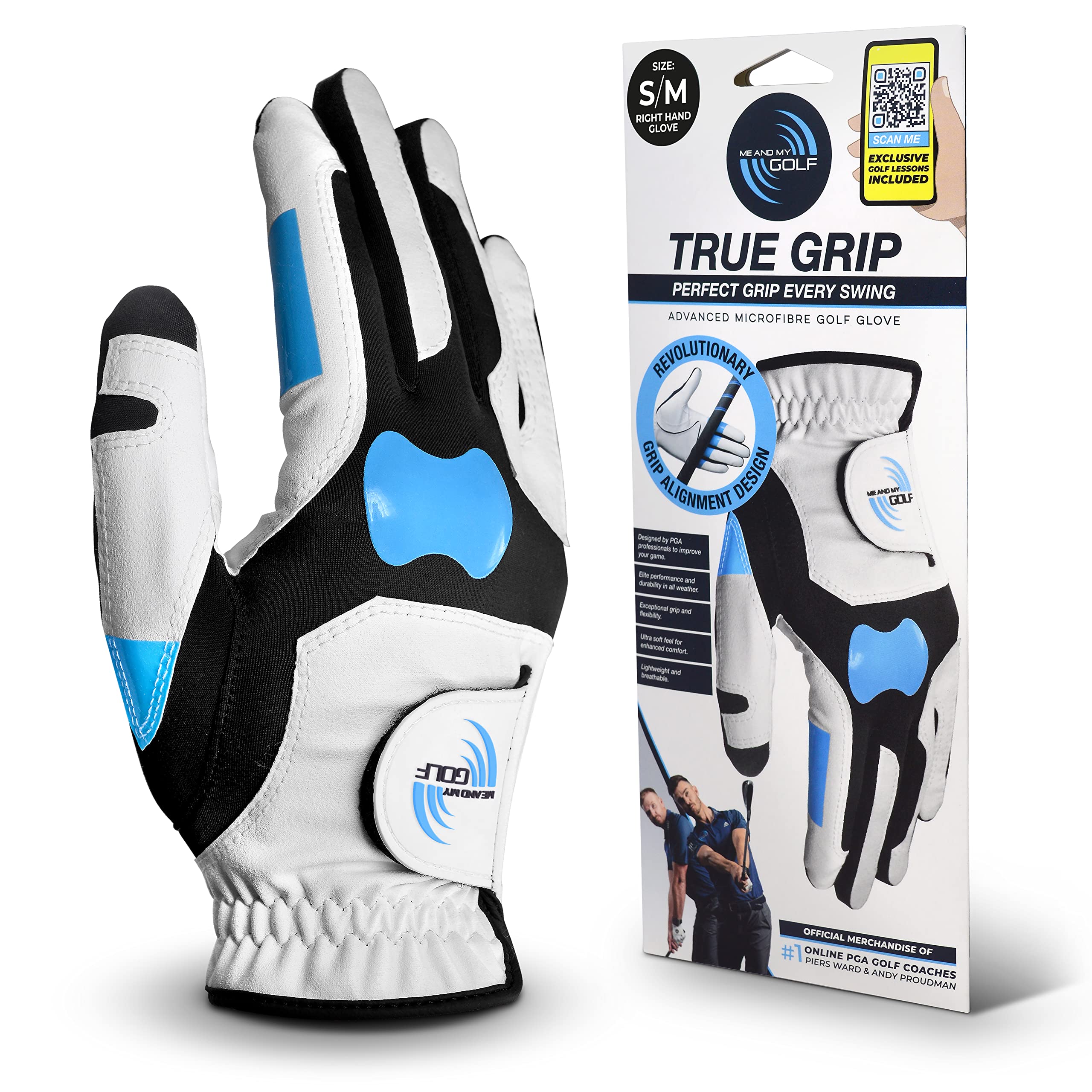 ME AND MY GOLF True Grip Training Golf Glove - Perfect Grip Every Swing - Size S/M Right Hand, White — image 1