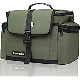 SUNNY BIRD Large Lunch Bag, Thermally Insulated Soft Cooler with Shoulder Strap for Women, Men (Khaki Green)