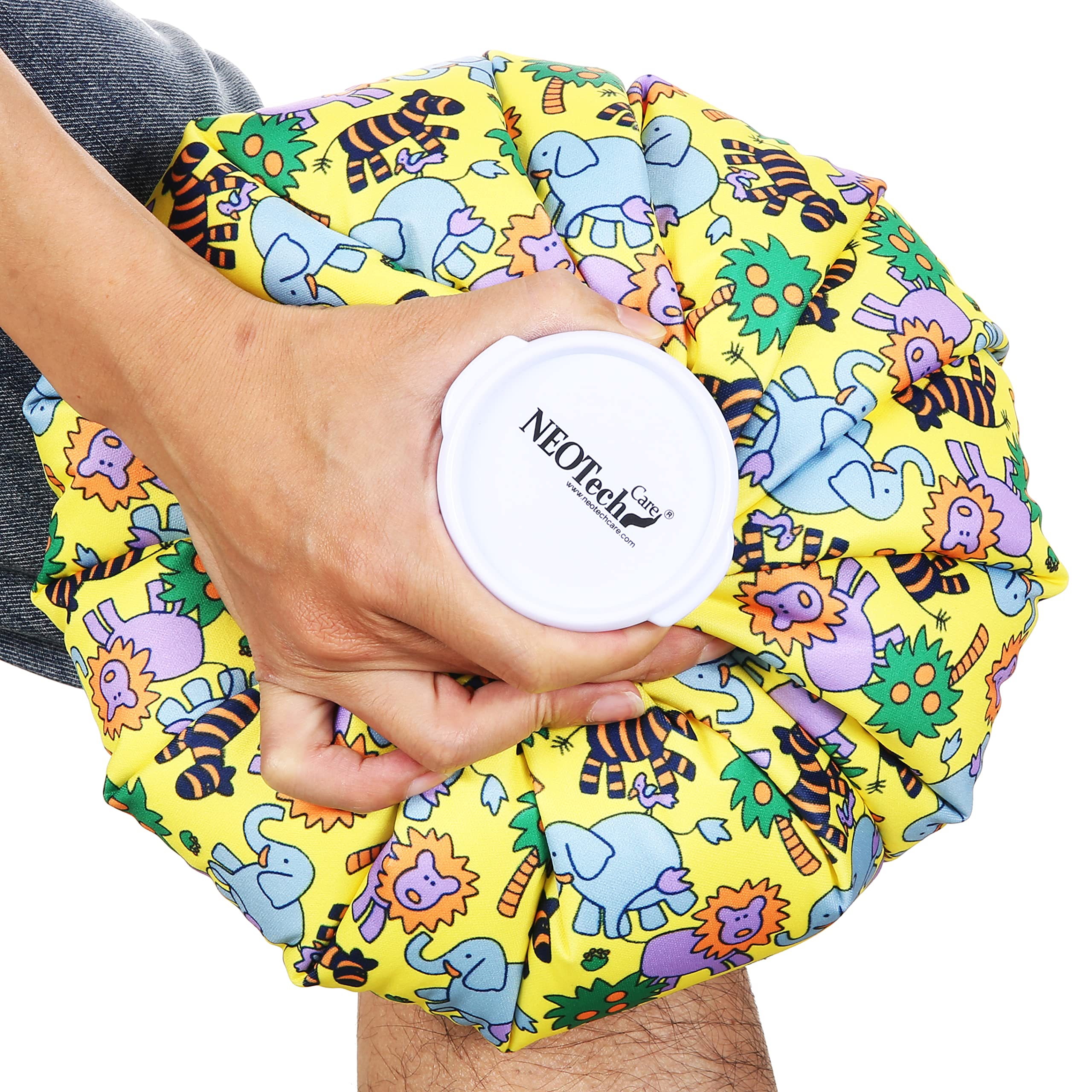 Neotech Care Ice Bag for Injuries, Swelling, Headache, Pain Relief, First Aid - Cold Pack Screw Top Lid - Reusable, Refillable & Waterproof Pouch/Bladder (28cm, Animal Design)