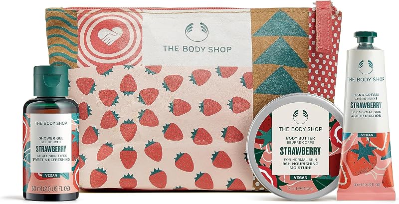The Body Shop Jolly & Juicy Strawberry Mini Gift Set Vegan 3-Piece Shower Body