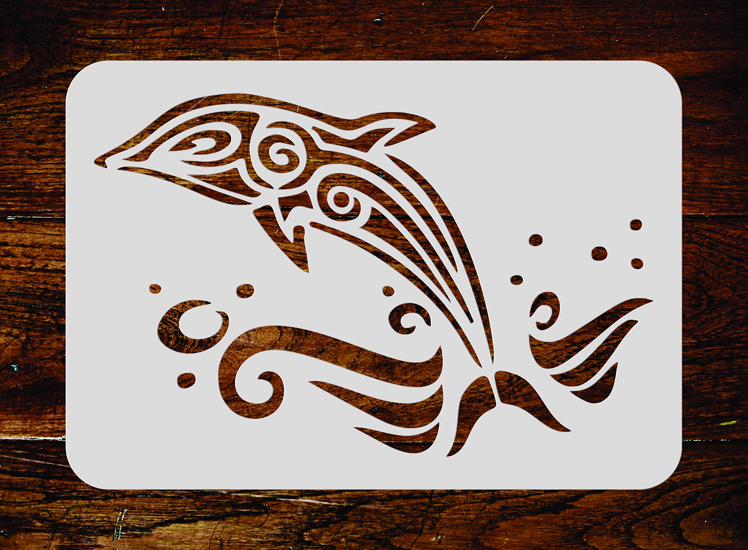 Dolphin Stencil - 17.5 x 11.5 cm (S) - Reusable Animal Fish Sea Whale Wall Stencil Template