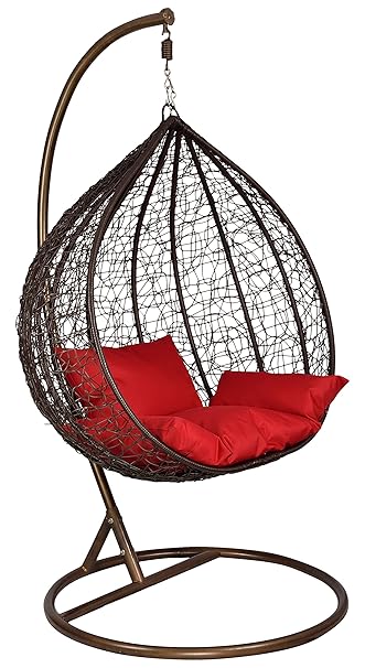 FurniFuture?? Globe Jumbo Outdoor Hanging Swing Chair With Stand - (Brown)
