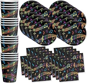 Colorful Music Notes Birthday Party Supplies Set Plates Napkins Cups Tableware Kit for 16 by Birthday Galore