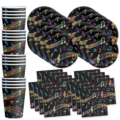 Colorful Music Notes Birthday Party Supplies Set Plates Napkins Cups