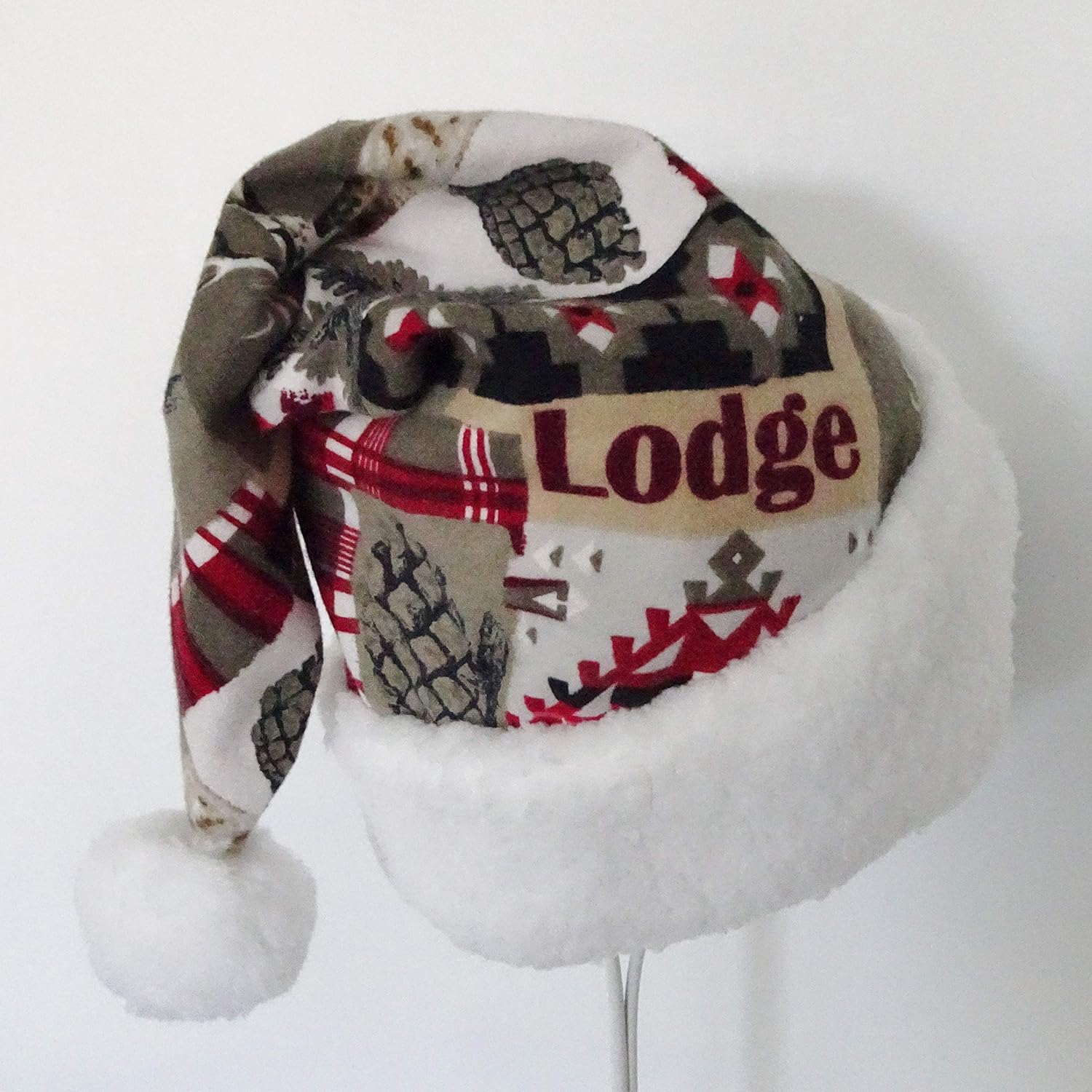 Country Lodge Rustic Santa Hat, Novelty Adult Christmas