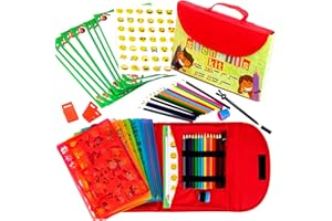 ART WITH SMILE Drawing Stencils for Kids Kit & Carry Case – – Child-Safe, Non-Toxic Stencil Set with 300 Shapes, Colored Pencils, Paper, Etc. – Birthday Gifts & Travel Art Supplies for Creativity, Learning and Fun