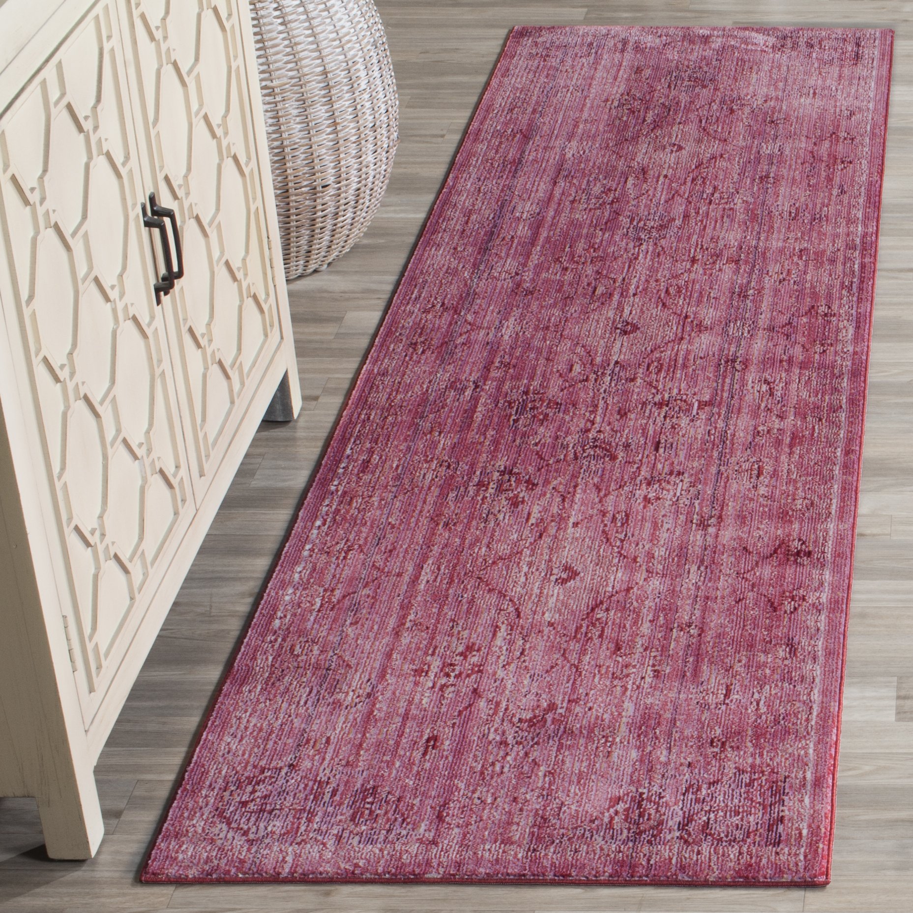 Safavieh Craft Art-Inspired Indoor Woven Runner Area Rug, Valencia Collection, VAL103, in Red / Red, 69 X 244 cm for Living Room, Bedroom or Any Indoor Space