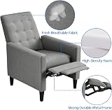 Yaheetech Grey Modern Recliner Chair Adjustable Manual Recliner Fabric Armchair view 4