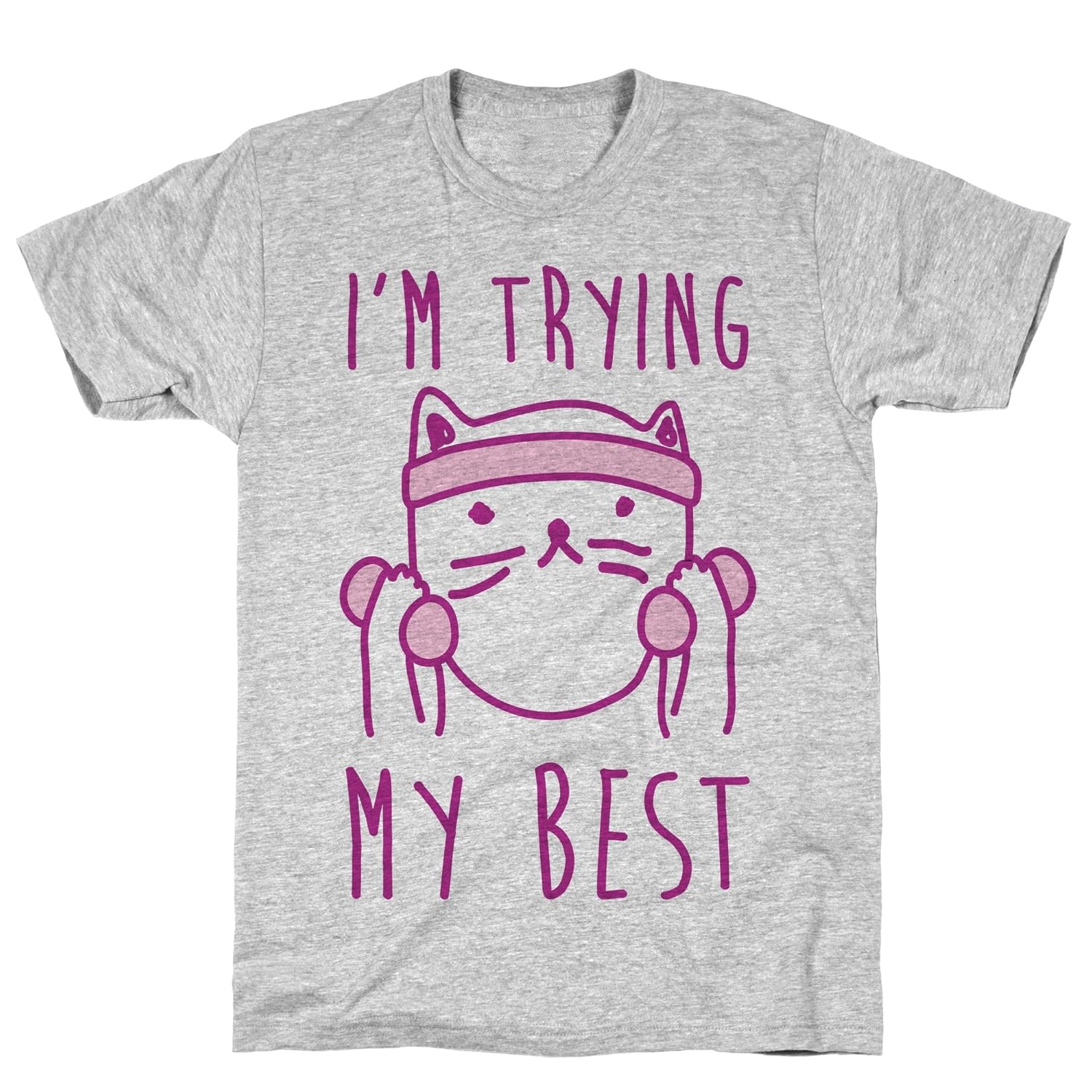I M Trying My Best Gym Cat Athletic Gray Tee 4655 Shirts Jznovelty