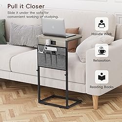 Vagusicc C Shaped End Table with Charging