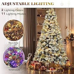 YITAHOME Prelit Snow Flocked Artificial Full