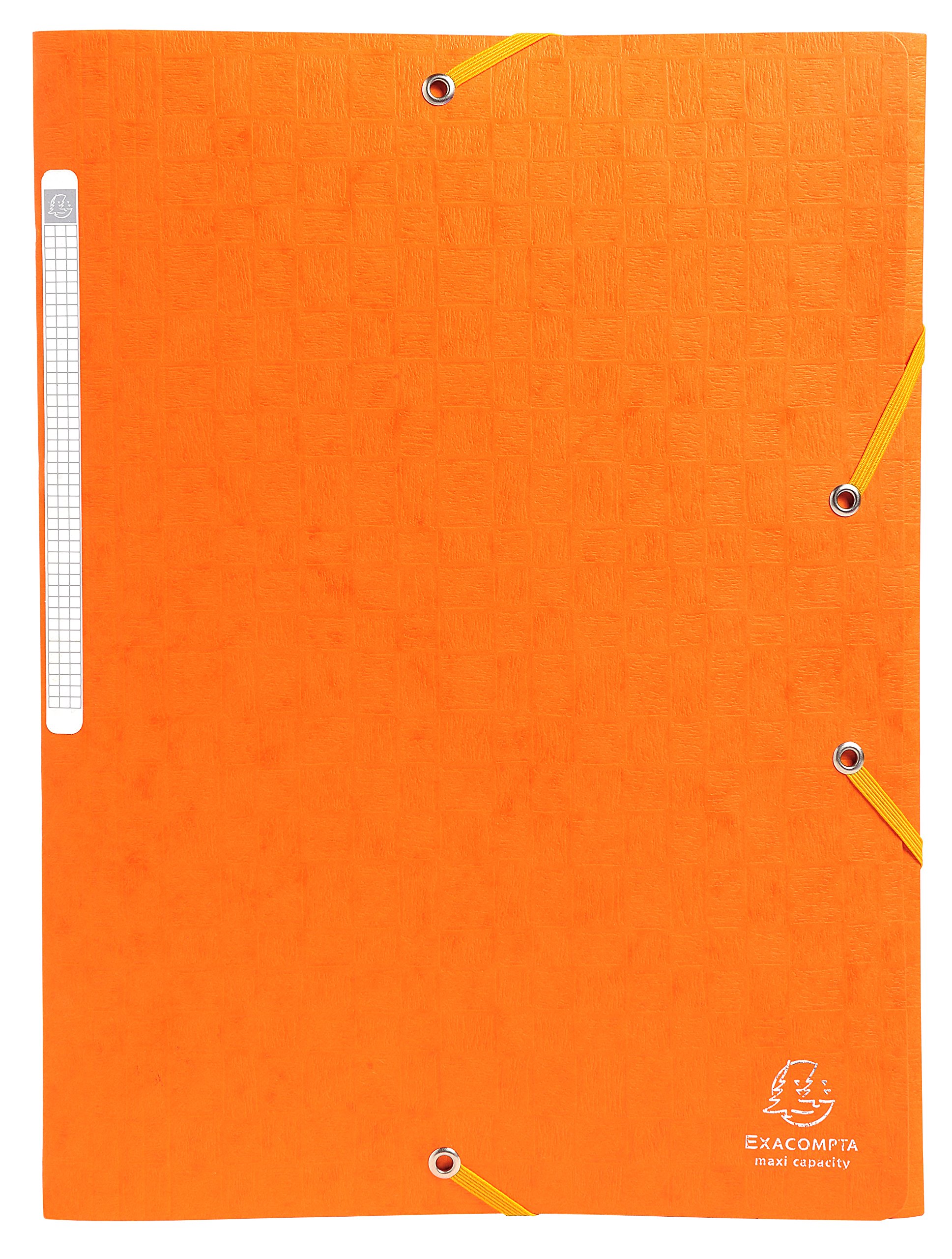 Exacompta - Ref 55758E - Scotten Elasticated 3-Flap Folders - Suitable for A4 Documents, 425gsm Embossed Mottled Pressboard, FSC-Certified - Orange (Pack of 10)
