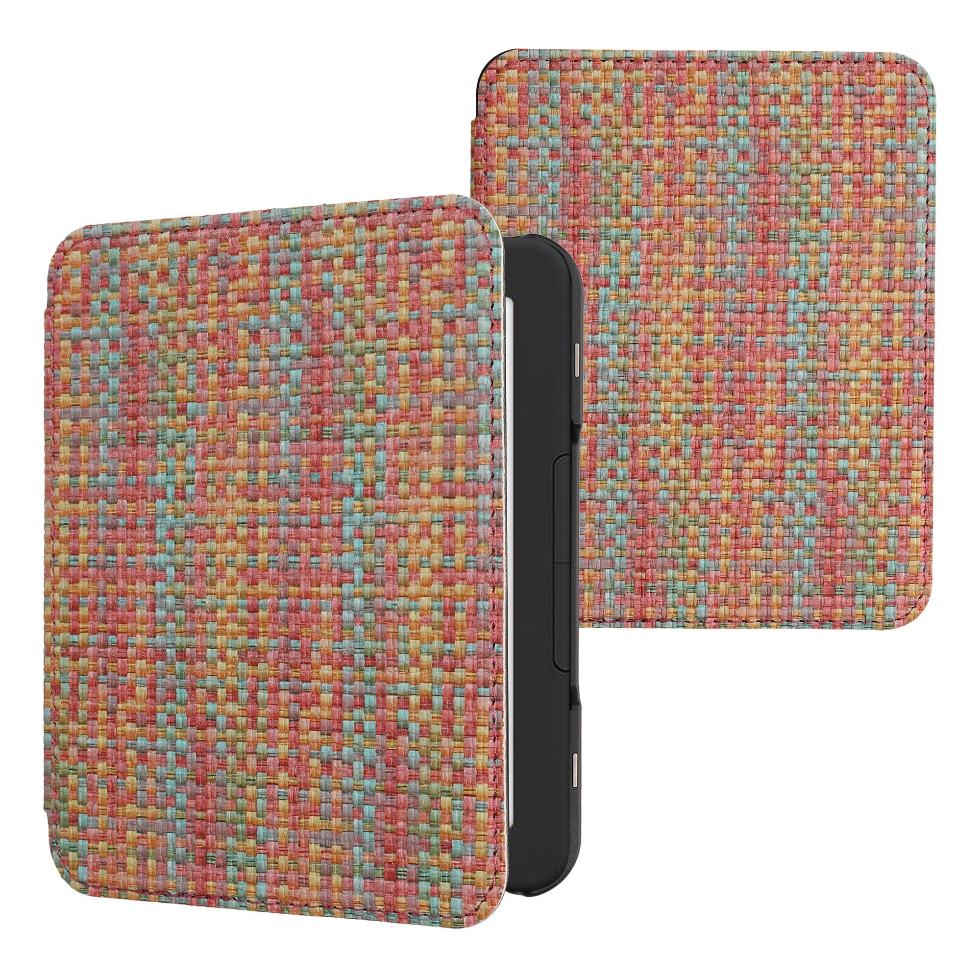 kwmobile Cover Compatible with Barnes & Noble NOOK Glowlight 4 / 4e Cover - PVC eReader Case - Colorful Yellow/Red/Green