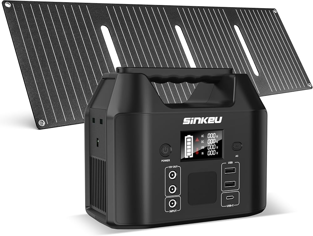 SinKeu 96Wh Portable Power Station with 40W Solar Panel LiFePO4 Backup Power
