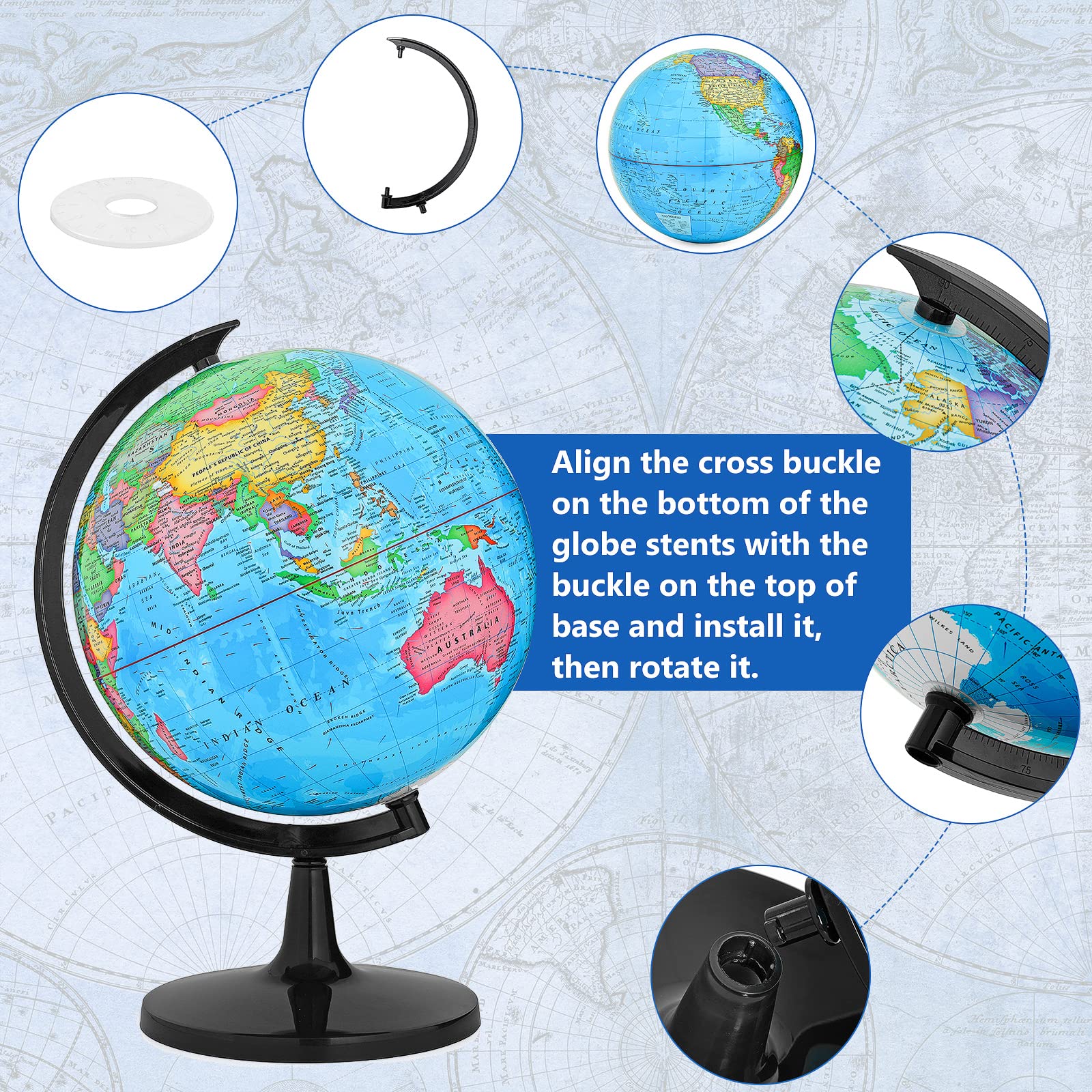 GOCHANGE Political Globe, 13in Educational Globes for Classroom, Educational Tool for Teachers, Parent, 360° Spinning Globe, Suitable for Age 8+ Children