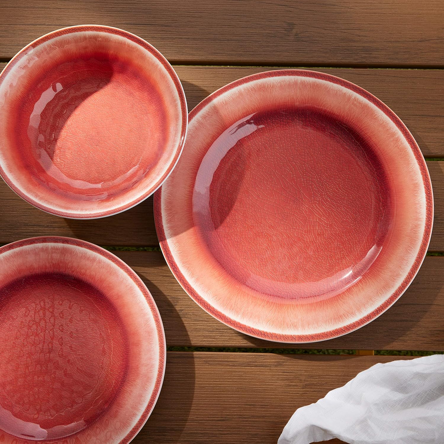  |  Basics 12-Piece Melamine Dinnerware Set - Service for 4, Red Crackle Glaze: Dinnerware Sets