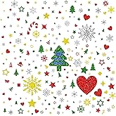 480PCS Glitter Christmas Stickers, 100+ Glittering Designs Green/Red/Gold/Silver Sparkling Stickers, Self Adhesive Holiday Decors for Christmas Supplies, Gift Boxes Handicrafts (8 Sheets)