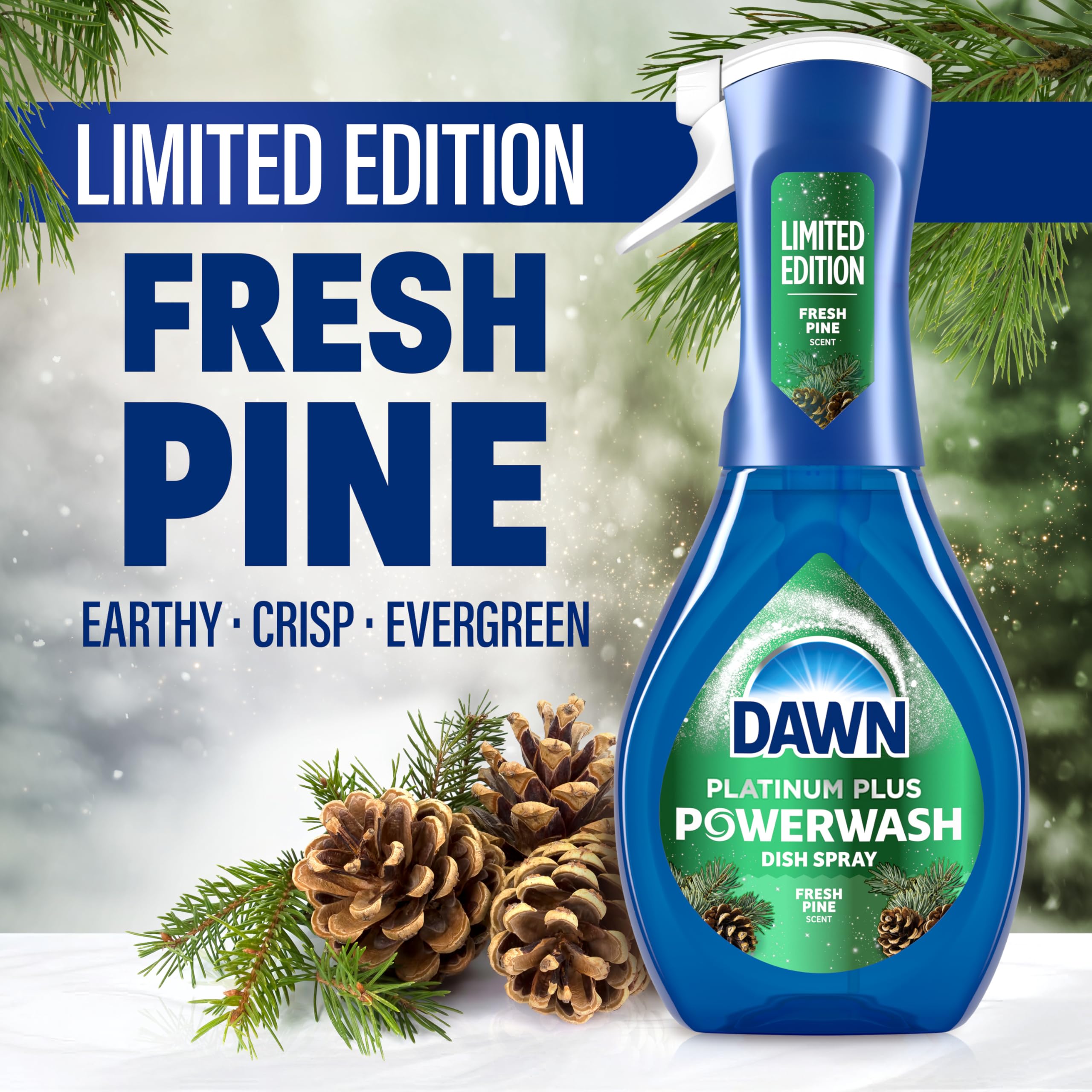 Dawn Powerwash Spray, Dish Soap, Dishwashing Liquid, Cleaning Supplies, Fresh Pine, 1 Starter Kit, 16 Fl Oz