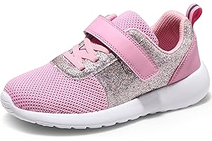 Harvest Land Toddler Glitter Tennis Shoes Slip On Boys Girls Sneakers Casual Running Shoes Woven Breathable with Soft Soled Sports Hook-Loop Outdoor Shoes