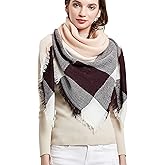 Wander Agio Womens Warm Blanket Scarf Square Winter Shawls Large Infinity Scarves Stripe Plaid Scarf