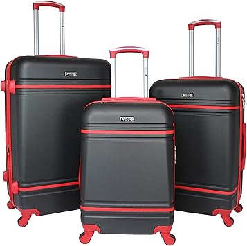 black and red suitcase